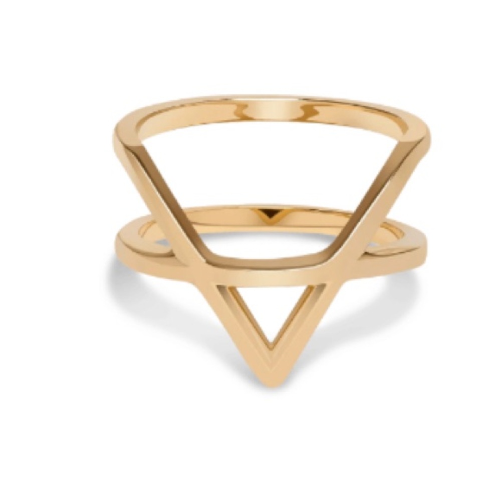 Aurate Icon 14k Gold Chevron Ring Minimalist Jewelry Sz 9.5
